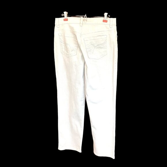 Gloria Vanderbilt Amanda Pants Denim Tan Pocket Embellishments Women's 10 Short - Picture 2 of 5